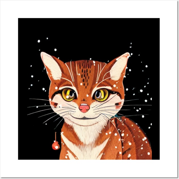 Cutest Rusty Spotted Cat Tiny Kitten Christmas Adorable Smallest Cat in the World Wall Art by Mochabonk